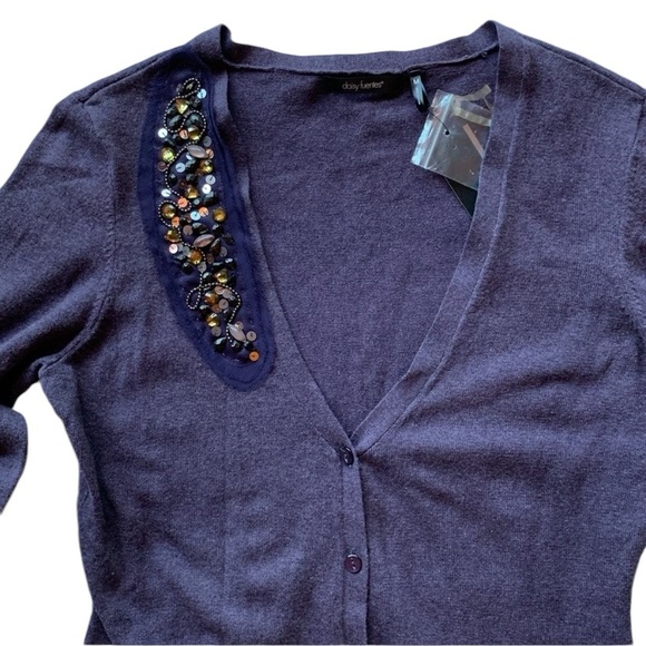 NWT embellished purple cardigan sweater Daisy Fuentes size Medium - Picture 1 of 11